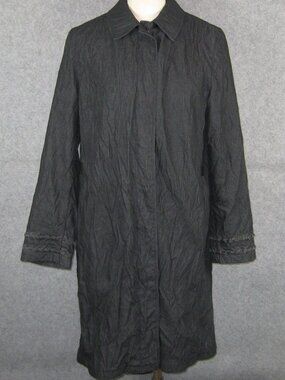 Hilary Radley Long Coat Sz 12 Jacket Removable Liner Black